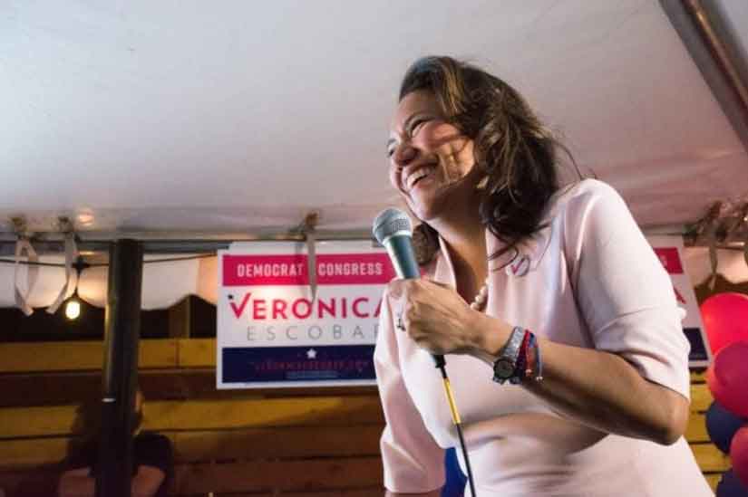 Former El Paso Country judge Veronica Escobar reacts after winning her Democratic primary race in El Paso, Texas. Reuters