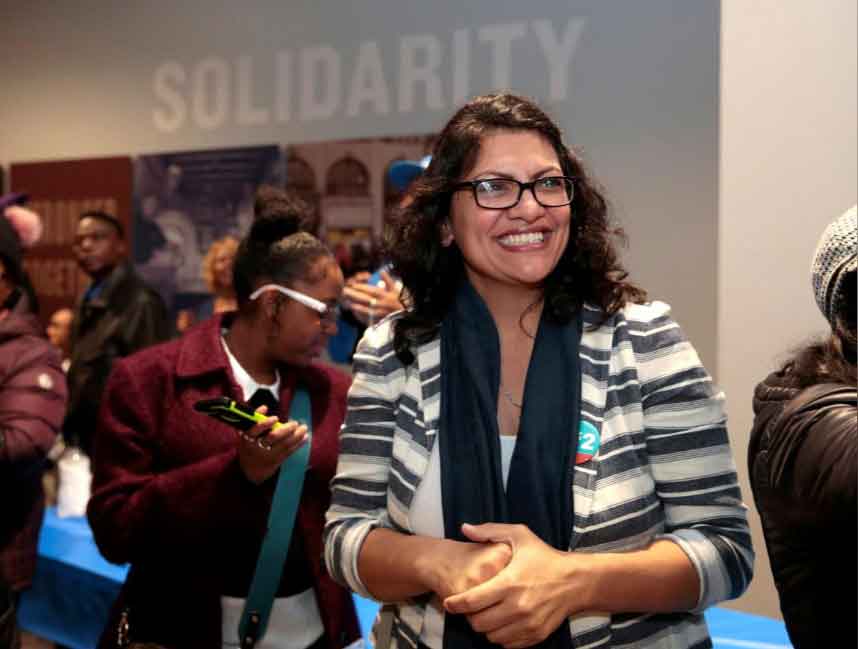 Democratic US Congressional candidate Rashida Tlaib attends a midterm campaign rally at a union hall in Detroit, Michigan. Reuters
