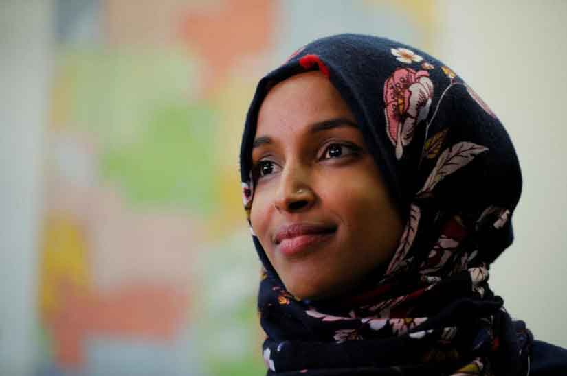 US Democratic Congressional candidate Ilhan Omar at a campign office in Minneapolis, Minnesota. Reuters 