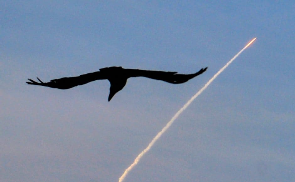 A bird flies as a smoke trail left by ISRO's GSLV-MkIII D2 mission is seen. This is the 67th launch from Sriharikota and the GSAT-29 is the 33rd communications satellite made by India. PTI A bird flies as a smoke trail left by ISRO's GSLV-MkIII D2 mission is seen. This is the 67th launch from Sriharikota and the GSAT-29 is the 33rd communications satellite made by India. PTI