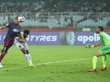 Gerson Vieira of ATK scores against FC Pune City. Image courtesy: SPORTZPICS/ISL