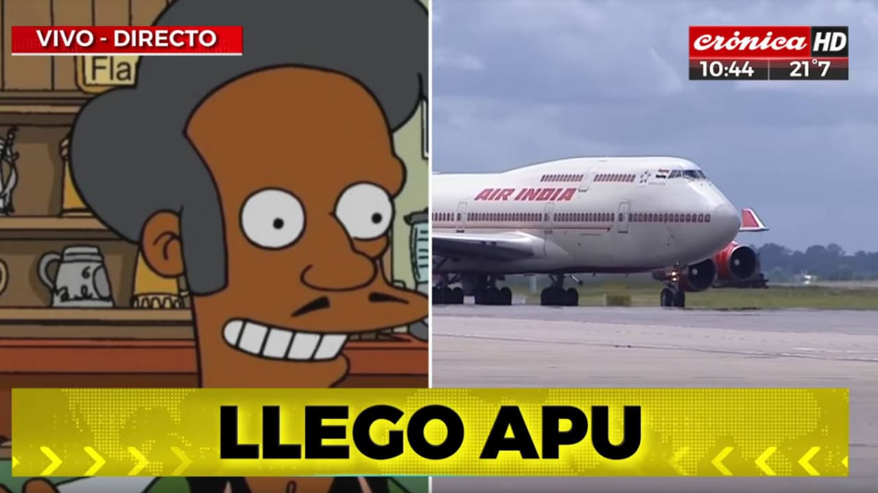 Screenshot from YouTube of Cronica TV's coverage of the arrival of Narendra Modi in Buenos Aires.
