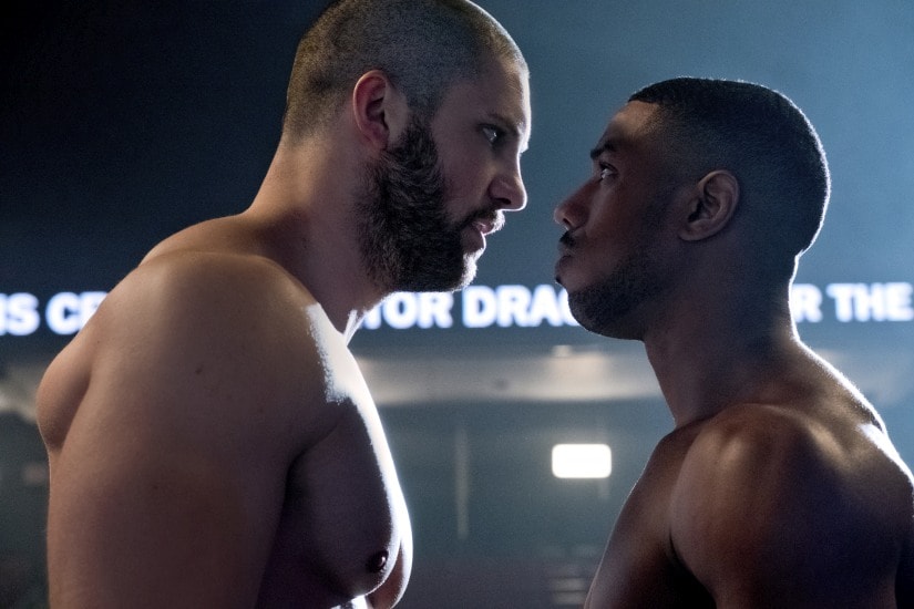 This image released by Metro Goldwyn Mayer Pictures / Warner Bros. Pictures shows Florian Munteanu , left, and Michael B. Jordan in a scene from "Creed II." (Barry Wetcher/Metro Goldwyn Mayer Pictures/Warner Bros. Pictures via AP)