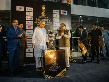 The Hockey World Cup trophy was unveiled at the event. Image courtesy: Firstpost