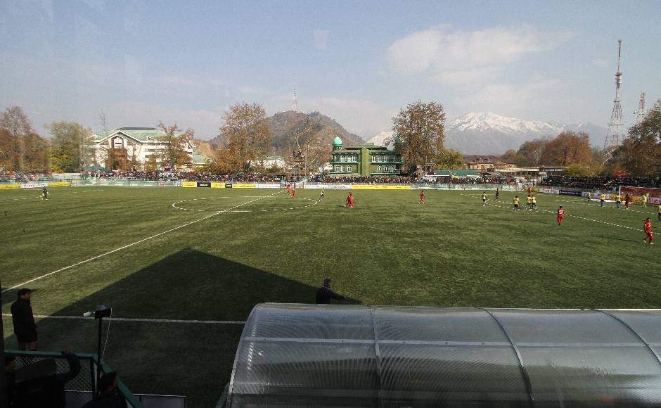History was written as Real Kashmir FC hosted Churchill Brothers in an I-League encounter at Srinagar’s TRC ground, in what was the first-ever top-flight league football match in the state of Jammu and Kashmir. Image: Sameer Mushtaq History was written as Real Kashmir FC hosted Churchill Brothers in an I-League encounter at Srinagar’s TRC ground, in what was the first-ever top-flight league football match in the state of Jammu and Kashmir. Image: Sameer Mushtaq