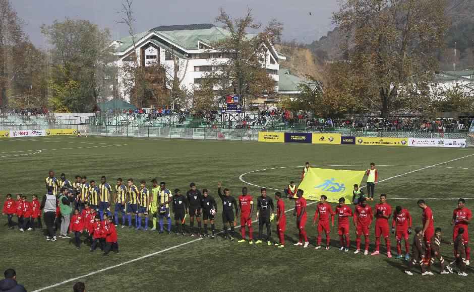 It was a David versus Goliath encounter of sorts, as Churchill Brothers are two-time former champions from Goa while Real Kashmir FC are in their first season in the I-League. Image: Sameer Mushtaq It was a David versus Goliath encounter of sorts, as Churchill Brothers are two-time former champions from Goa while Real Kashmir FC are in their first season in the I-League. Image: Sameer Mushtaq