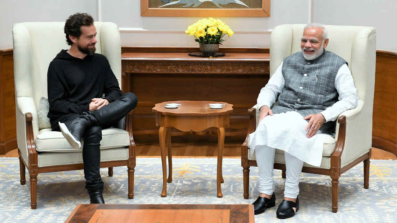 Jack Dorsey meets Narendra Modi. Image: Twitter/Narendra Modi