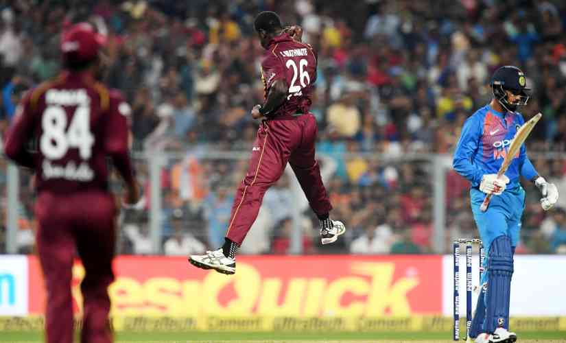 KL Rahul got out to Carlos Brathwaite for 16. AP