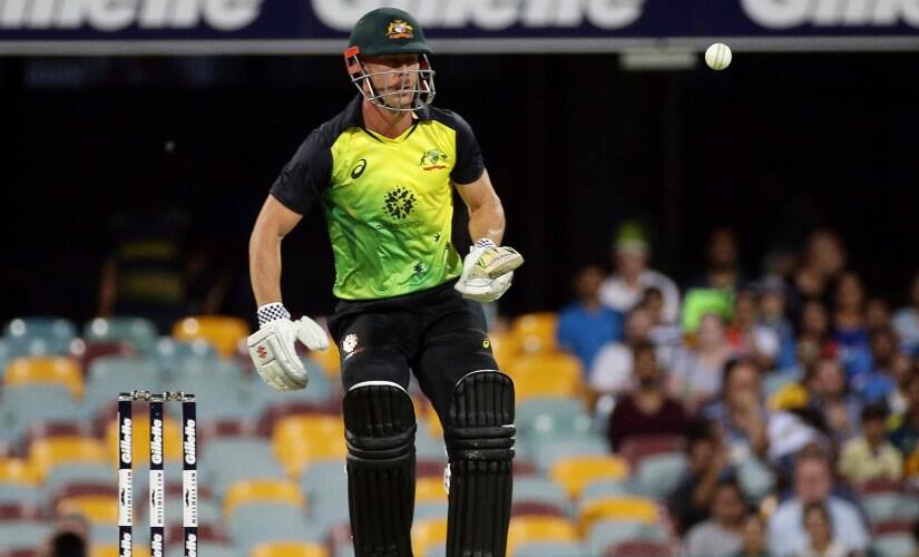 Chris Lynn in action during the first T20I. AP