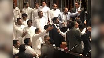 Chaos reigns in Sri Lanka Parliament as Mahinda Rajapaksa supporters clash with UNP MPs, threaten Speaker Karu Jayasuriya