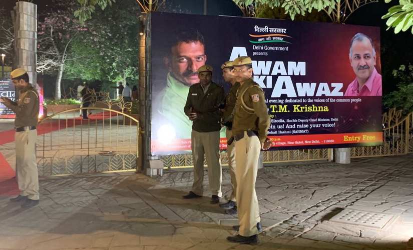 Posters announcing the TM Krishna concert at Delhi's Garden of Five Senses; Pallavi Rebbapragada