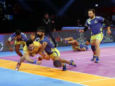   Tamil Thalaivas recorded a second victory over the rebound against the Telugu Titans in the league Pro Kabaddi. Image Courtesy: PKL 