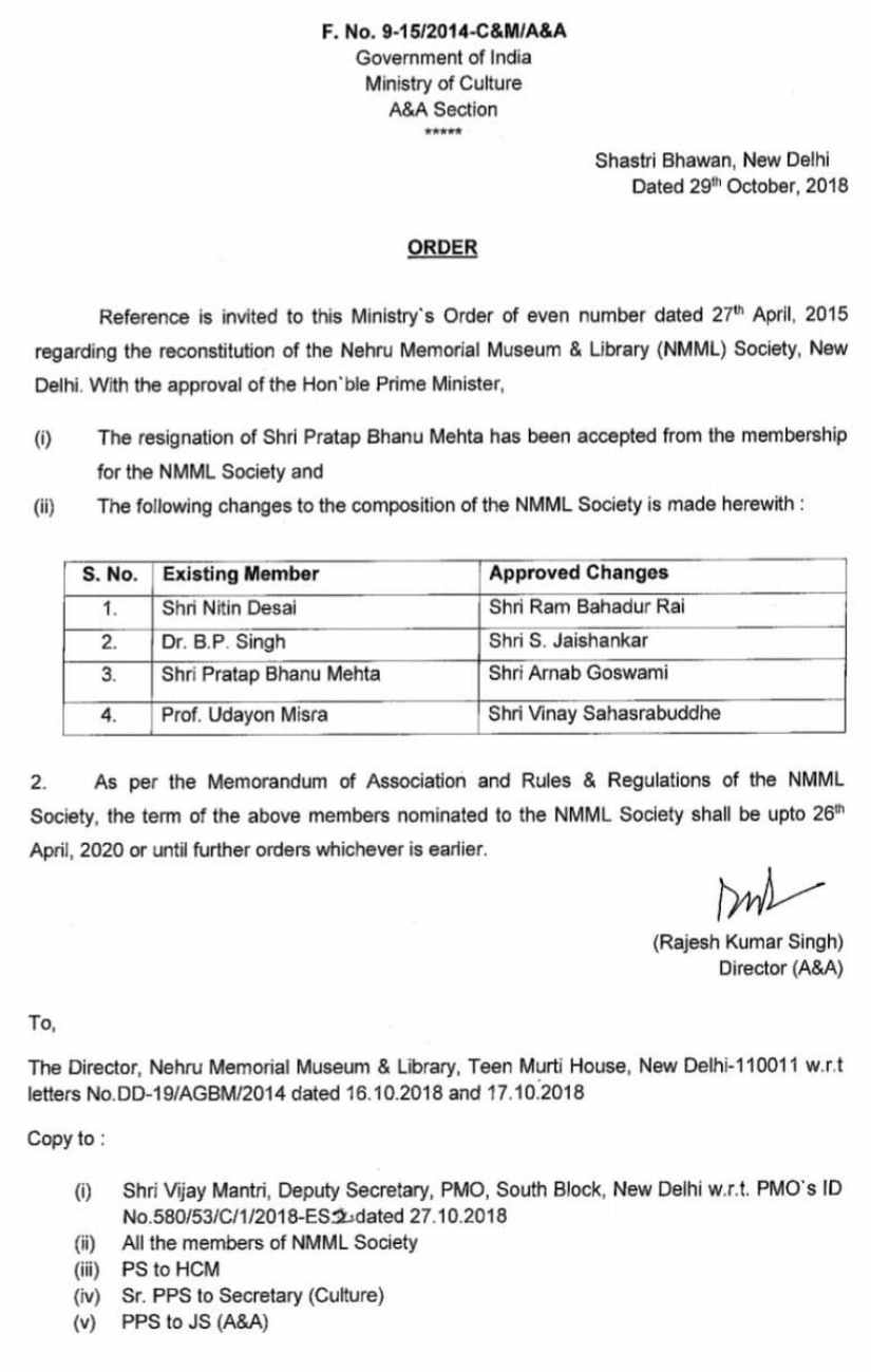 Arnab Goswami appointed as the new member of NMML committee