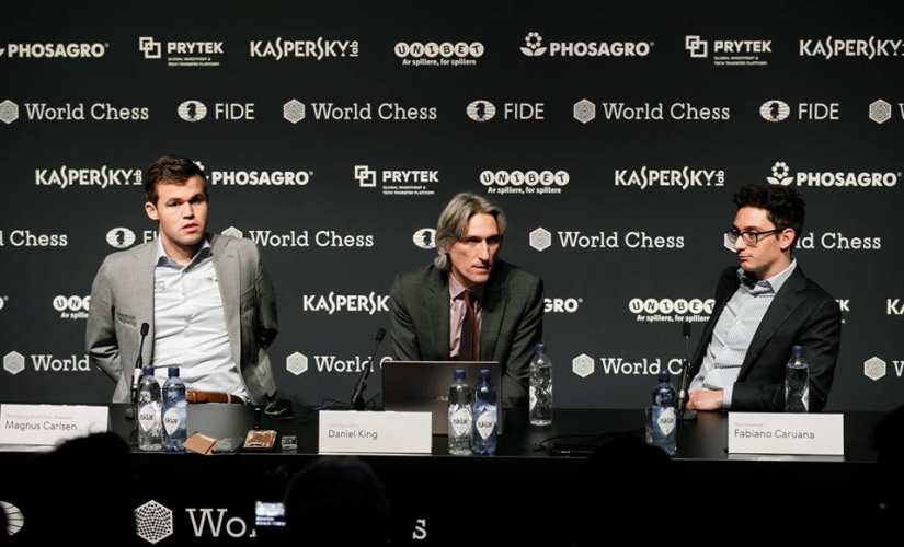 World Chess Championship: Magnus Carlsen, Fabiano Caruana agree to a tepid draw in shortest game of the match in Game 11 World Chess Championship: Magnus Carlsen, Fabiano Caruana agree to a tepid draw in shortest game of the match in Game 11