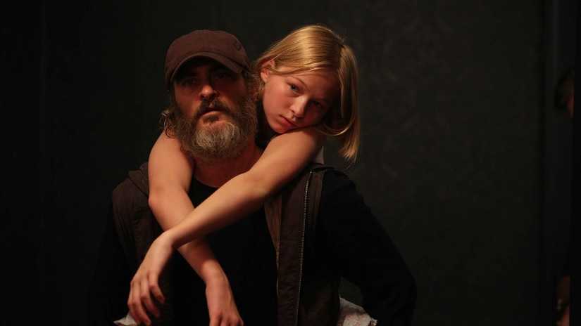Joaquin Phoenix and Ekaterina Samsonov in a still from You Were Never Really Here