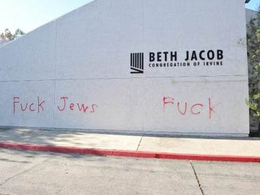 Synagogue in California's Irvine defaced with anti-Semitic graffiti; police patrolling increased at Jewish facilities across city Synagogue in California's Irvine defaced with anti-Semitic graffiti; police patrolling increased at Jewish facilities across city