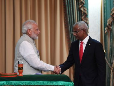 Narendra Modi-Ibrahim Solih meeting: India needs to decide if it can go it alone, but remain aware of Maldives' debt to China Narendra Modi-Ibrahim Solih meeting: India needs to decide if it can go it alone, but remain aware of Maldives' debt to China