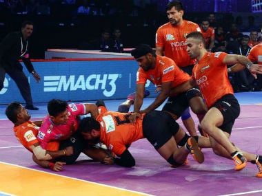   U U Mumba's defense was surpbaded by the Jaipur Pink Panthers PKL 