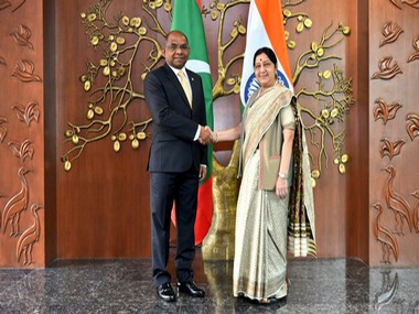 Sushma Swaraj and Maldives foreign minister Abdulla Shahid hold meeting to deepen bilateral cooperation Sushma Swaraj and Maldives foreign minister Abdulla Shahid hold meeting to deepen bilateral cooperation