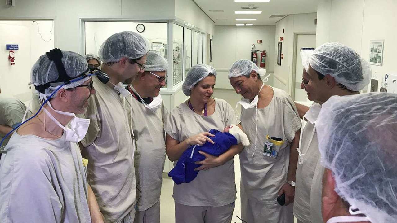 The 2.5-kg nugget born thanks to a uterus transplant from a dead donor. Image: Sao Paolo