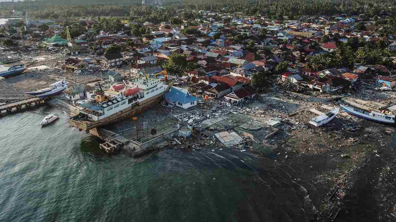 A ship is seen stranded on the shore after an earthquake and tsunami hit the area in Wani, Donggala, Central Sulawesi, Indonesia on 1 October, 2018. Reuters