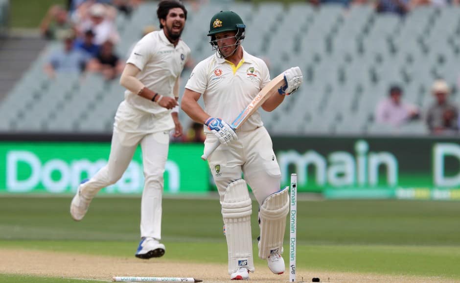After India’s last wicket fell off the first ball of second day. Ishant Sharma cleaned up Aaron Finch in the first over of Australian innings. AP