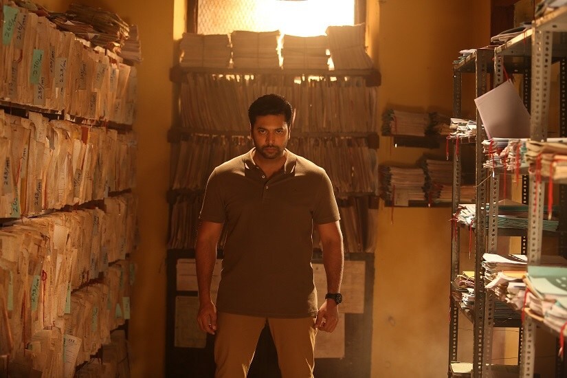Jayam Ravi plays a sub-inspector and an IPS aspirant in Adanga Maru. Image via Twitter