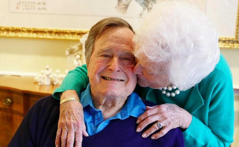 Bush married his childhood sweetheart, Barbara Pierce, daughter of the publisher of McCall's magazine, in January 1945. They were the longest-married presidential couple in U.S. history. She died on 17 April 17, eight months before Bush. Twitter @GeorgeHWBush Bush married his childhood sweetheart, Barbara Pierce, daughter of the publisher of McCall's magazine, in January 1945. They were the longest-married presidential couple in U.S. history. She died on 17 April 17, eight months before Bush. Twitter @GeorgeHWBush