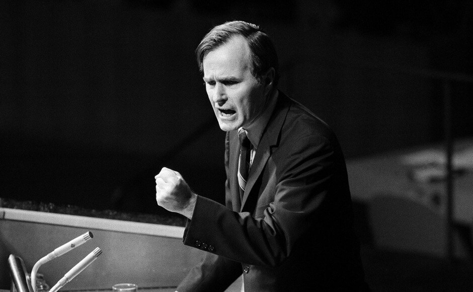 The World War II hero, who also presided during the collapse of the Soviet Union and the final months of the Cold War,Bush entered the White House in 1989 with a reputation as a man of indecision and indeterminate views. One newsmagazine suggested he was a The World War II hero, who also presided during the collapse of the Soviet Union and the final months of the Cold War,Bush entered the White House in 1989 with a reputation as a man of indecision and indeterminate views. One newsmagazine suggested he was a