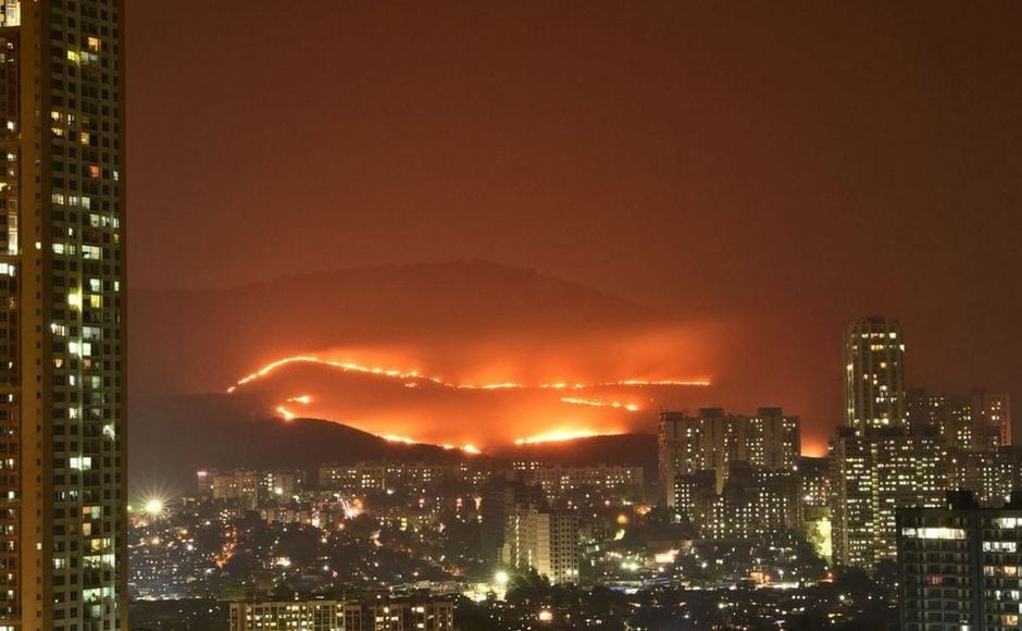 The fire also spread towards the New MHADA Colony in Goregaon East, and fire tankers from Film City were diverted to combat the blaze. Twitter/TomKiJerry The fire also spread towards the New MHADA Colony in Goregaon East, and fire tankers from Film City were diverted to combat the blaze. Twitter/TomKiJerry