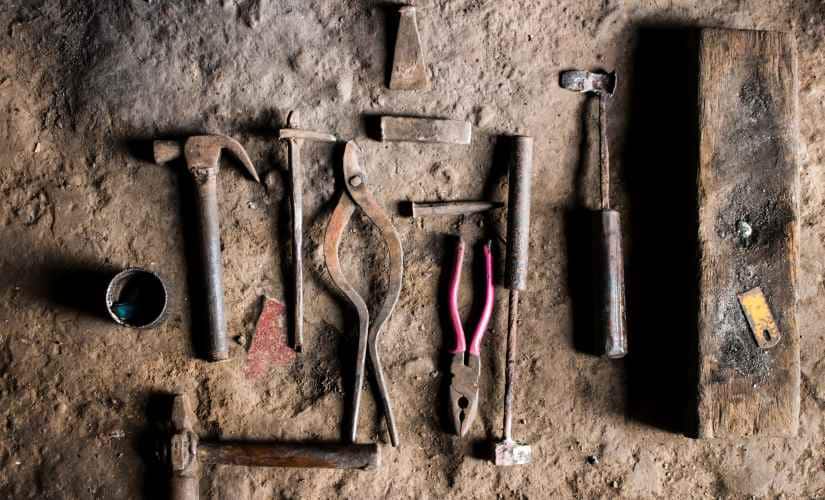 Some of the equipment which Ramzan uses which he inherited from his grandfather.