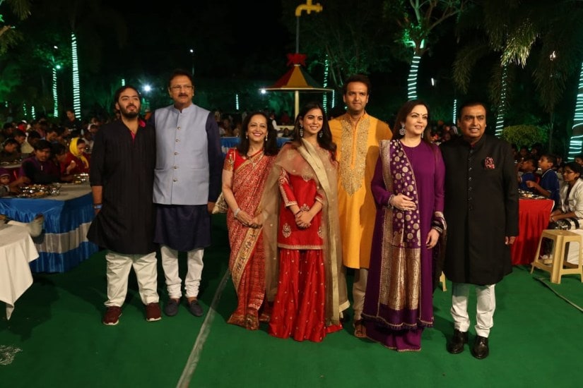 The Ambanis and Piramals at the Anna Seva ceremony in Udaipur