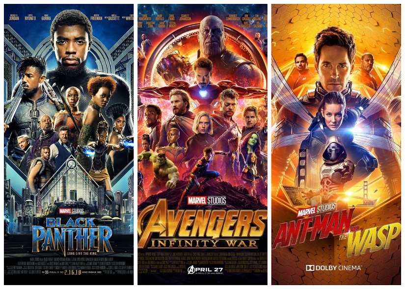 Marvel Studios' 2018 films: Black Panther, Avengers: Infinity War and Ant-Man and the Wasp. Marvel