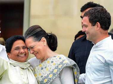 File photo of Mayawati, Sonia Gandhi and Rahul Gandhi. PTI