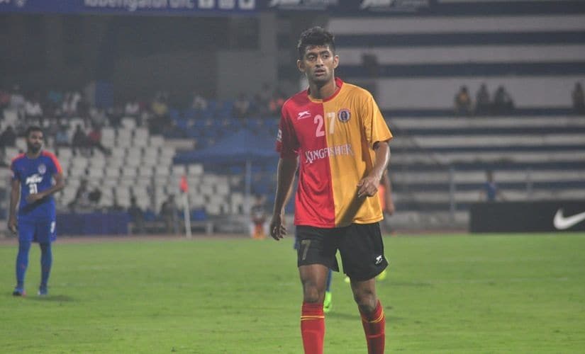 Poojary secured a three-year contract with East Bengal after scoring both goals in their 2-0 win over Amry XI. Image courtesy: Nikhil Poojary