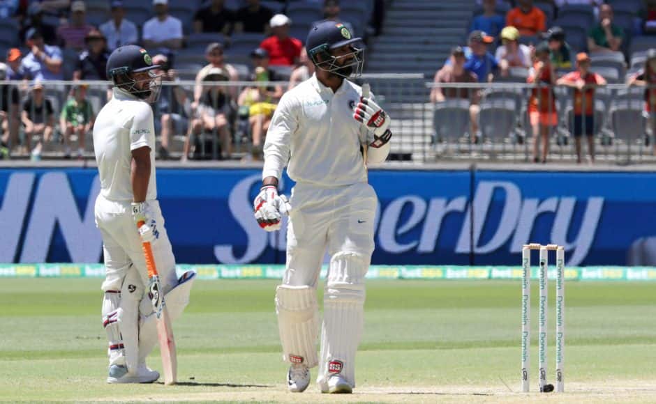 Hanuma Vihari (right) was the first wicket to fall on final day. AP