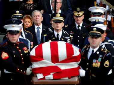 America bids farewell to George HW Bush: Son George W Bush calls him 'brightest of a thousand points of light' America bids farewell to George HW Bush: Son George W Bush calls him 'brightest of a thousand points of light'