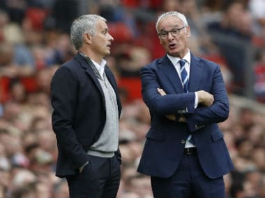 Manchester United manager Jose Mourinho and Leicester City manager Claudio Ranieri. Reuters