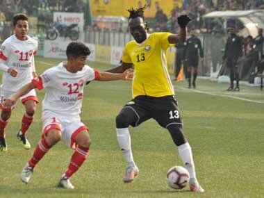 Real Kashmir hammered six goals past Shillong Lahjong to climb to third place. Twitter@ILeagueOfficial