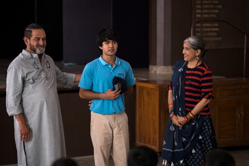 Mahesh Manjrekar, Karanveer Malhotra and Ratna Pathak Shah in Selection Day. Netflix