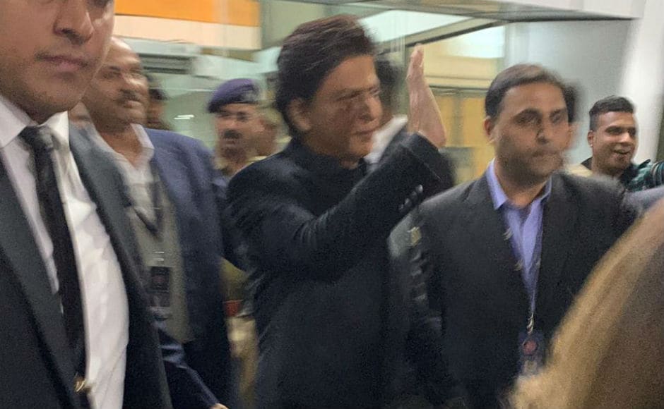 Shah Rukh Khan arrives to attend the pre-wedding celebrations of Isha Ambani and Anand Piramal.
