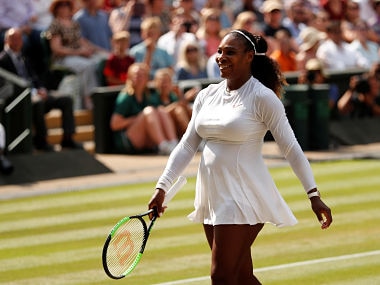 Tennis - Wimbledon - All England Lawn Tennis and Croquet Club, London, Britain - July 12, 2018 Serena Williams of the U.S. celebrates winning her semi final match against Germany's Julia Goerges REUTERS/Andrew Boyers - RC1713F64980