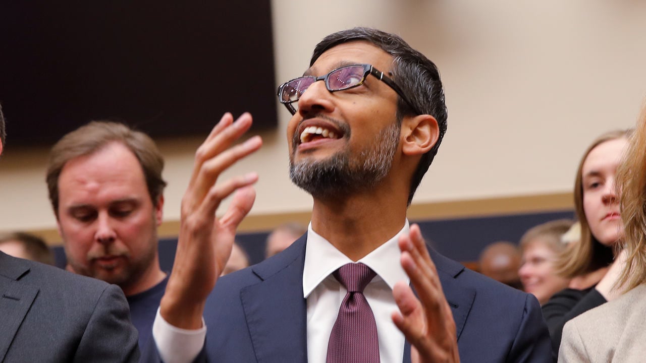 Google CEO Pichai arrives at House Judiciary Committee hearing on Capitol Hill in Washington. Image: Reuters