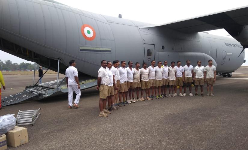 The 21 NDRF personnel and the pumps were airlifted from Bhubaneswar in a Lockheed Martin C-130J Super Hercules to Guwahati by the Indian Air Force on Friday