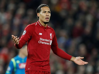 Soccer Football - Champions League - Group Stage - Group C - Liverpool v Napoli - Anfield, Liverpool, Britain - December 11, 2018 Liverpool's Virgil van Dijk reacts Action Images via Reuters/Carl Recine - RC1CEDE886F0