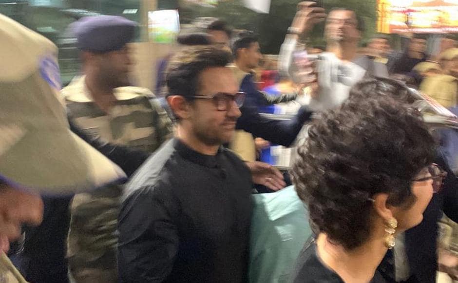 Actor Aamir Khan arriving at Udaipur. The wedding of Isha Ambani and Anand Piramal is scheduled on 12 December