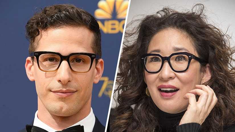 Andy Samberg and Sarah Oh will be the hosts of Golden Globes Awards 2019. Image from Twitter @carribablue
