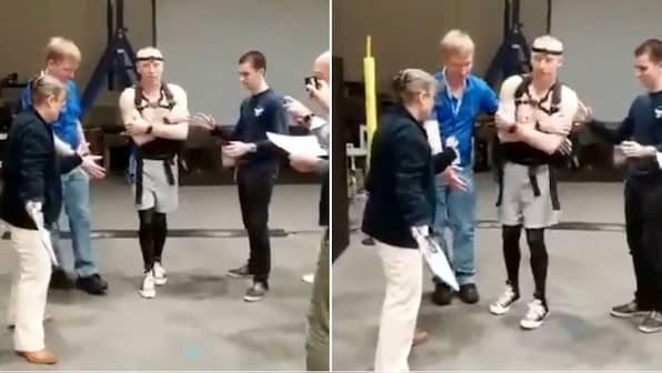 Astronaut struggles to place one foot in front of the other after 197 days in space