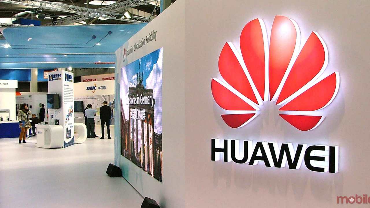 Huawei logo at booth in Berlin. Reuters
