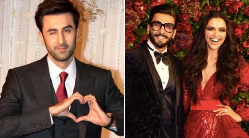 Ranbir Kapoor, Ranveer Singh and Deepika Padukone. Image from Twitter @FilmyMonkey